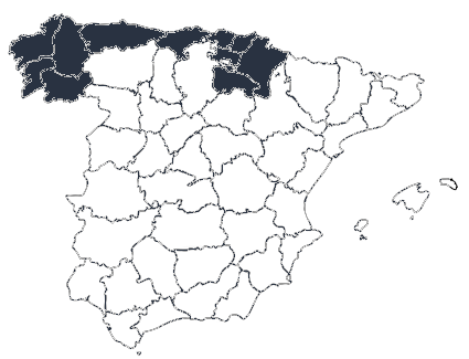 Map highlighting Northwestern Spain