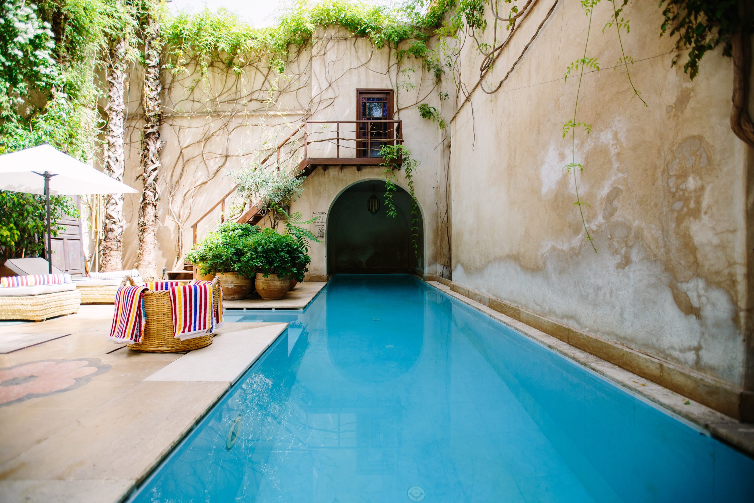 Image of pool in boutique hotel, Marrakesh, Morocco